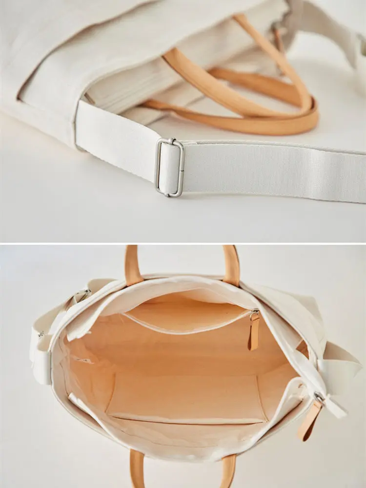 Men's Bag Canvas Handbag Women's Briefcase Business Leisure Commuter Document Bag One Shoulder Cross-Side Schoolbag Unisex Tote