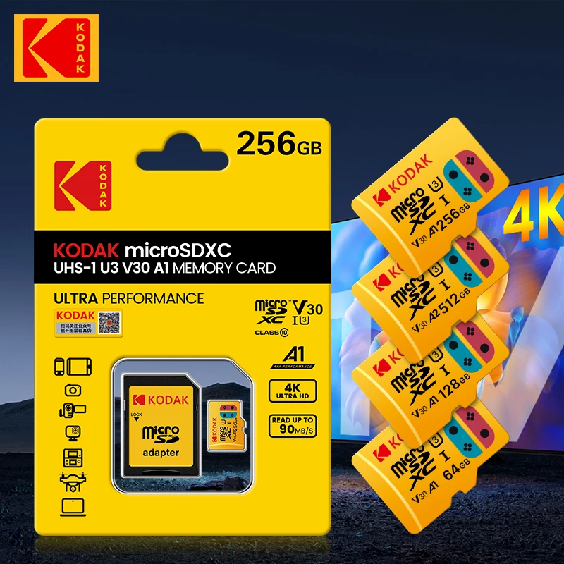 

Kodak U3 карта памяти Micro SD, класс 10, 512 ГБ, 128 ГБ, 256 ГБ