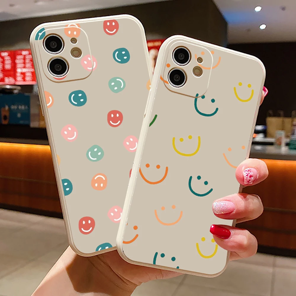 

Ins Lovely Smiling Face Phone Case For Apple iPhone 13 12 11 Pro 12 13 Mini X XR XS Max 6 6S Plus 7 8 Plus Silicon Cover Fundas