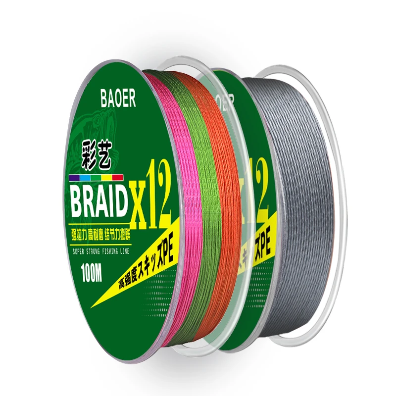 

100-500m PE Fishing Line 4-12 Braid Lure Fish Line Mainline Tippet Super Tensile Force Soft Wear-resistant Fishing Accessories