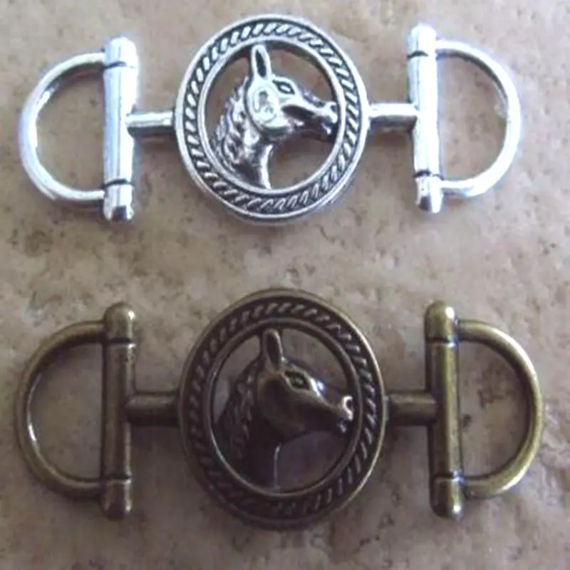 Винтажная Бронзовая голова лошади соединитель голова лошади Подвески Подвеска для изготовления ювелирных изделий браслет ожерелье ремесла аксессуары 43x16мм