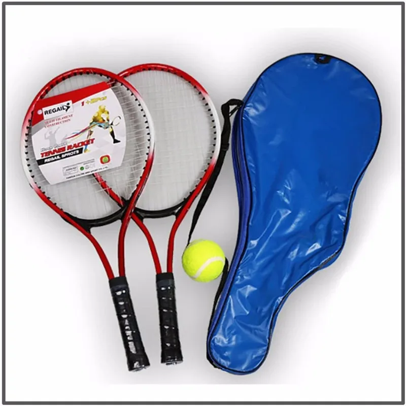 Set of 2 Teenager's Tennis Racket For Training raquete de tennis Carbon Fiber Top Steel Material tennis string with Free ball