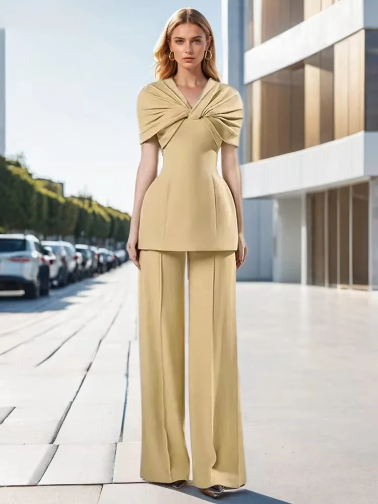 Модный женский комплект из 2 предметов топы на молнии с узлом талии висячие брюки