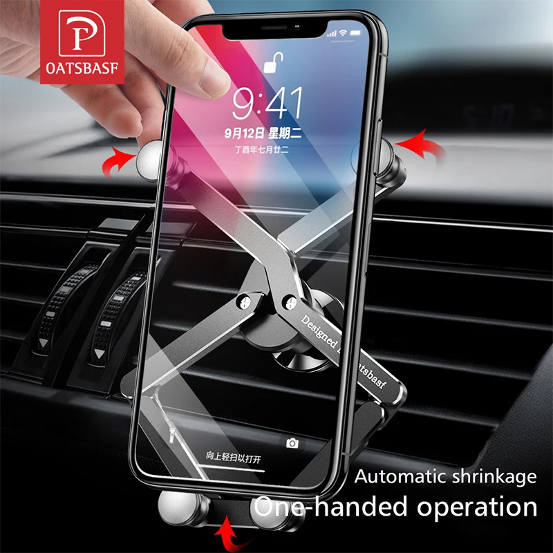 OATSBASF Gravity Car Phone Holder Support GPS Air Vent Clip Mount For iPhone 13 12 Pro Max Xiaomi Redmi Samsung Cell Phone Stand