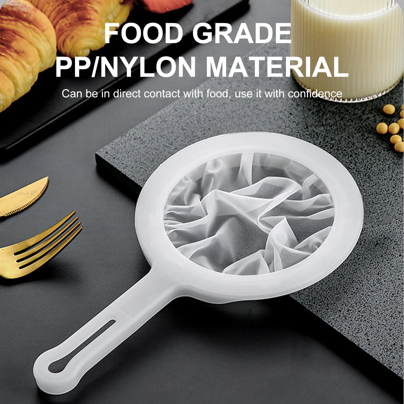 

100 Mesh Reusable Nylon Ultra Fine Filter Mesh Strainer Spoon Sieve Soy Milk Juice Coffee Food Filter Kitchen Colander