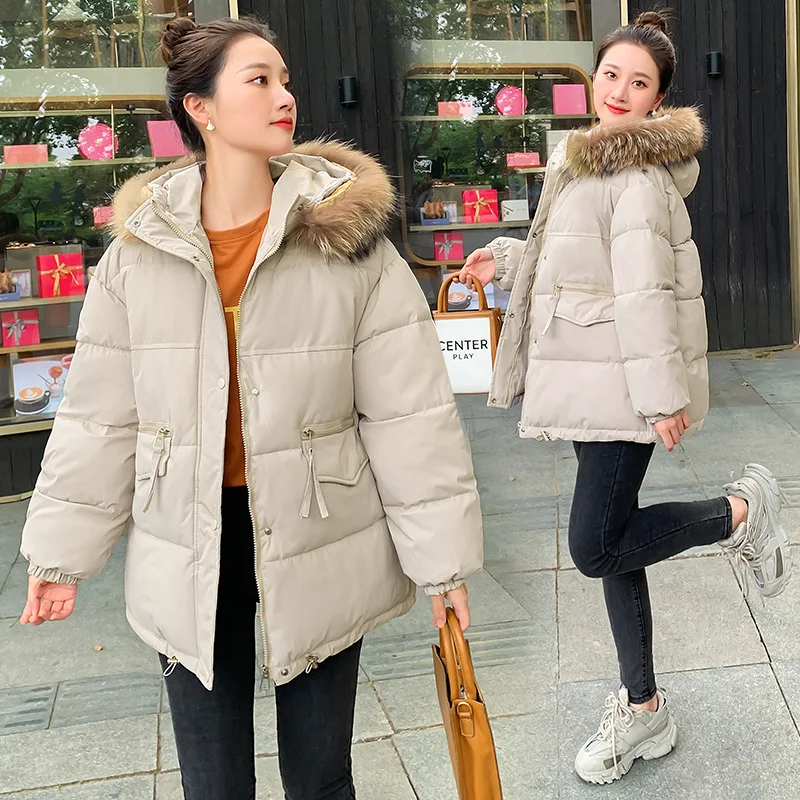 MEILLY DOLPHIN New Winter Women Short Parkas Jacket Casual Thick Warm Fur Hooded Zipper Coat Female Winter Outwear Jacket Parkas