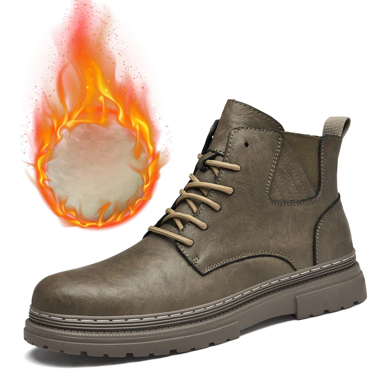 Брендовые зимние кожаные ботинки ручной работы 2023 Мужская мягкая обувь на