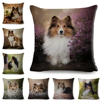shetland sheepdog cute pet animal dog printed pillowcase decor cushion cover for sofa home car polyester pillow case 4545cm