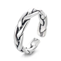 925 sterling silver adjustable rings retro punk irregular geometric lines knit women rings couple wedding gift luxury jewelry