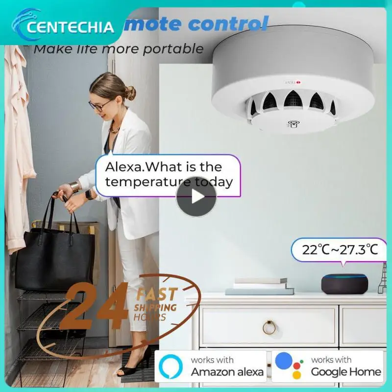 

2 In 1 Temperature And Humidity Sensor 2.4ghz Thermohygrometer Voice Control Firefighter Tuya Wifi Smoke Detector Smoke Detector