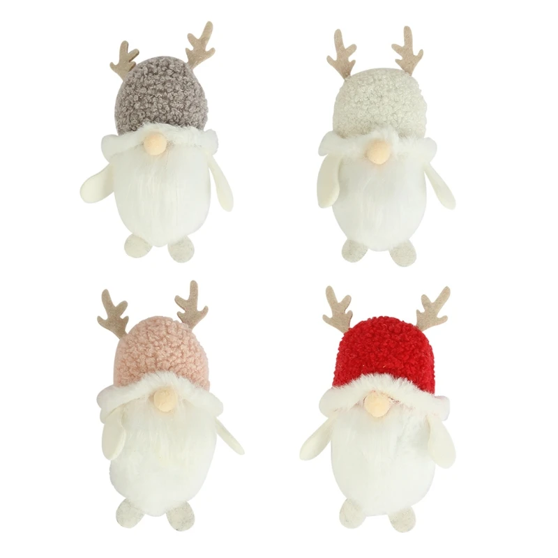 

67JE 4Pcs Christmas Tree Faceless Gnome for Doll Antlers Santa Claus Hanging Toy Pend