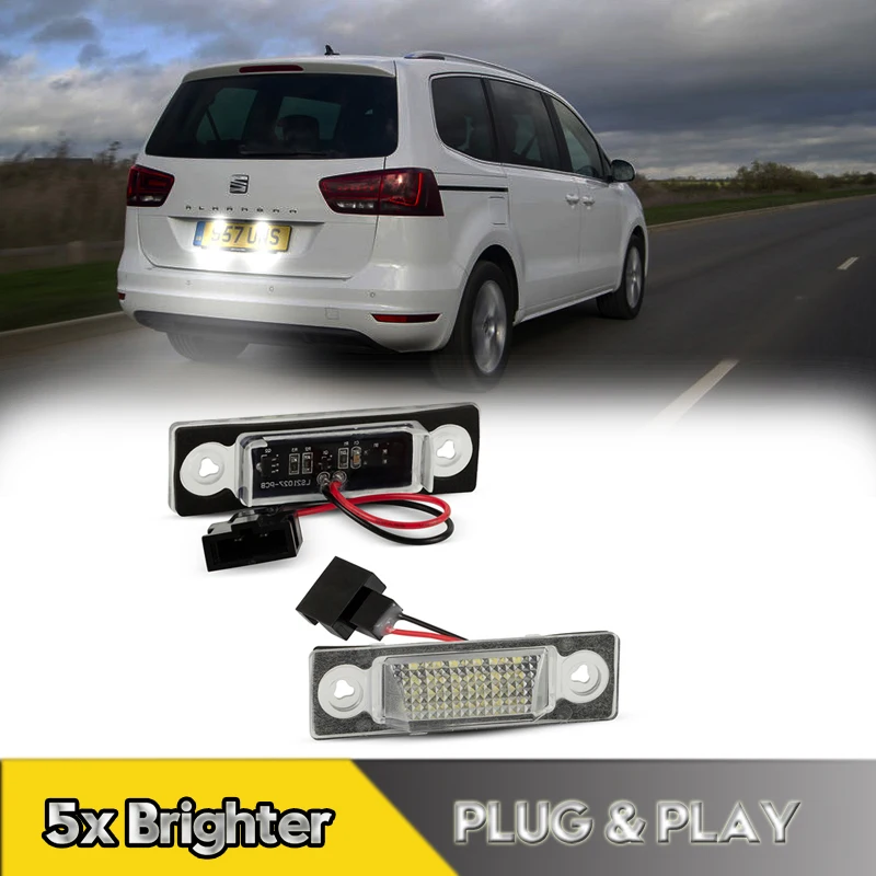 

2Pcs For Volkswagen VW Sharan Ford Galaxy Seat Alhambra MK1 LED Number License Plate Lights Lamps 7M8 7V9 WGR Canbus 18smd White