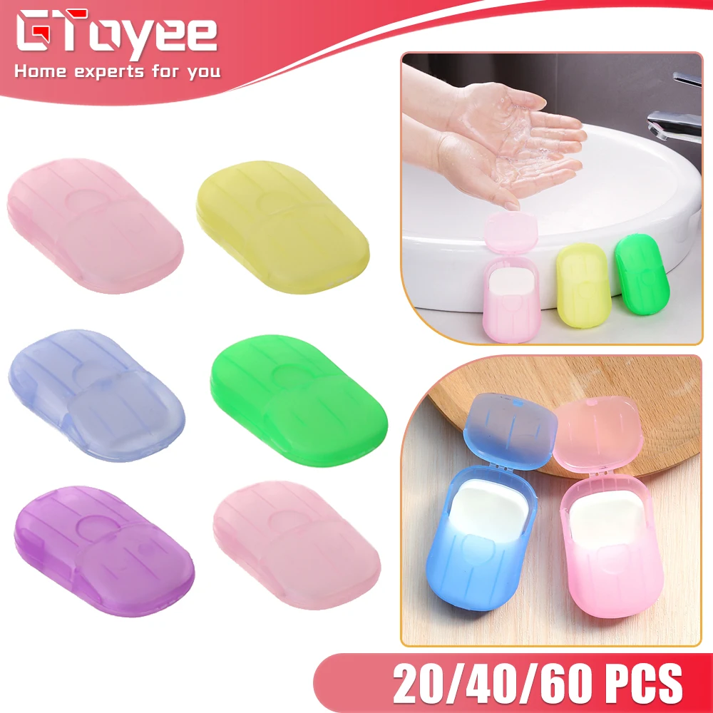

20/40/60PCS Disposable Soap Paper Travel Soap Paper Washing Hand Clean Scented Slice Sheets Mini Paper Soap Bathroom Supplies