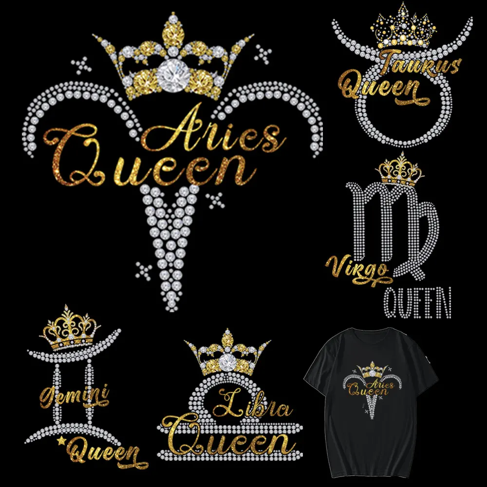

Diamond Crown Queen Birthday Shirt Thermo Heat Transfer Sticker On Clothes Patches DIY Print-On T-Shirt Iron Transfers Printing
