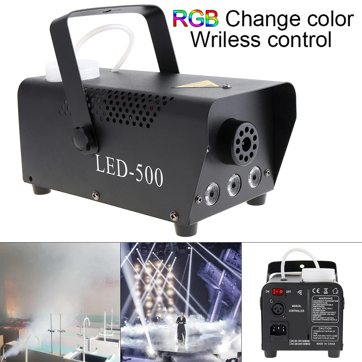 Wireless Control LED Stage Effect Light 500W RGB Color LED Fog Machine / Professional LED Fogger / Stage Ejector for Bar / KTV
