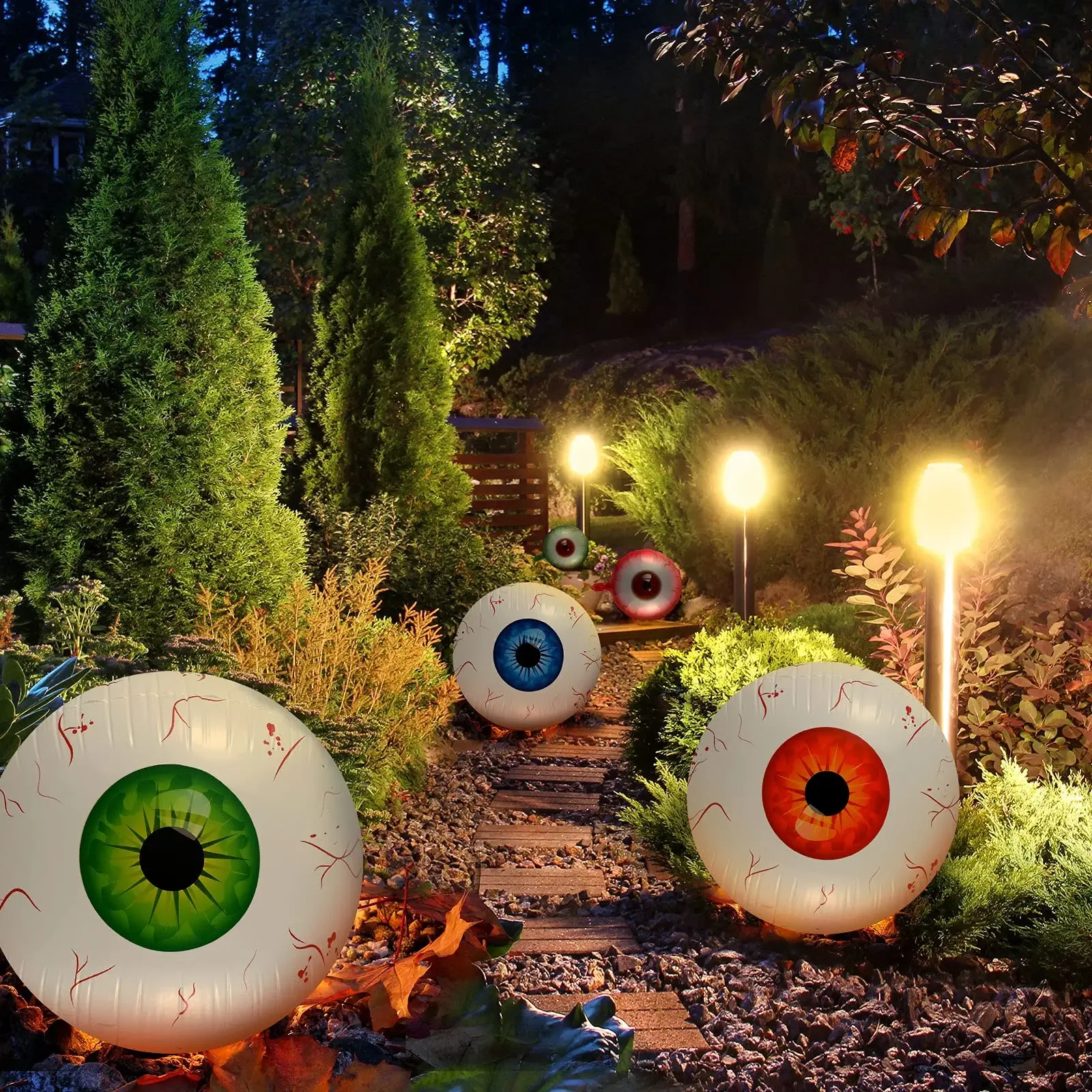 

2pcs Halloween Inflatable Balloon Horror Eyeball Modeling Multicolor 4D Scary Theme Party Outdoor Decorations Halloween Decor