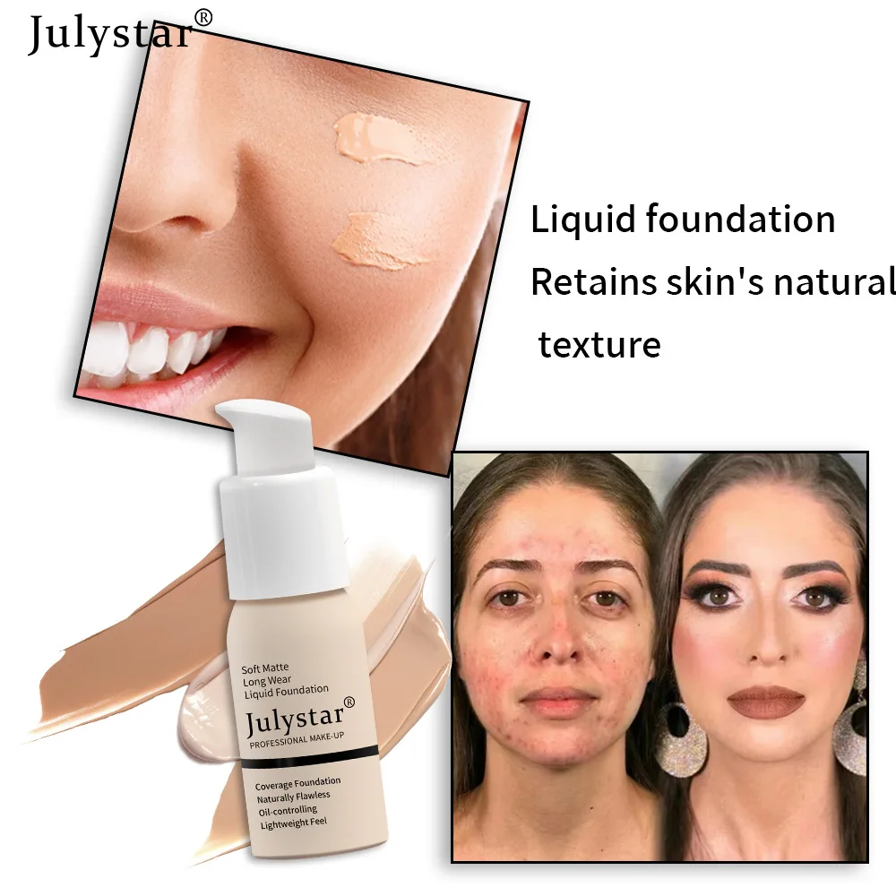 

30ml Natural Base Makeup Professional Matte Liquid Foundation Cream Finish Makeup Waterproof Concealer Maquiagem Free shipping