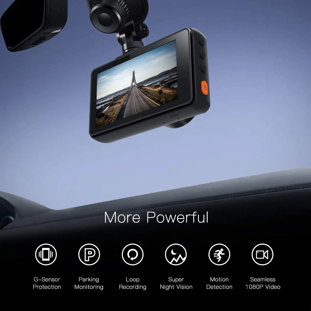 

Dash Cam 1080P FHD DVR Car Driving Recorder 3 Inch LCD Screen 170° Wide Angle, G-Sensor, WDR, Parking Monitor, Loop Rec