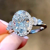 2022 new bling glass filled stone silver color rings for women fashion wedding engagement rings fashion jewelry