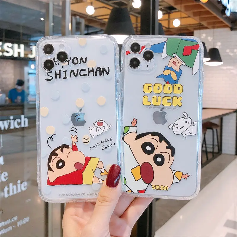 

Bandai Funny Creative Crayon Shinchan Clear Silicon Phone Case For iPhone 7 8Plus XR Xs XsMax 11 12 13 Pro Max Case