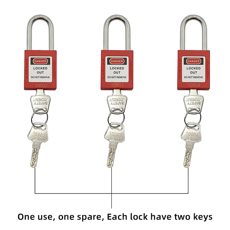 Фото B50B-3Set Lockout Tagout Kit -Lockout Tagout Tag, нейлоновая галстук, нейлоновая сумка для хранения, Redsafety Padlock, (красный комплект) №2