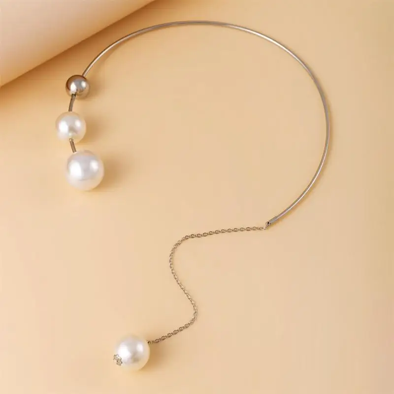 

Pearl Necklace Elegant Fashion Vintage Simple Geometric Personality Metal Pendant Necklace Women Wedding Jewelry Trend Necklace