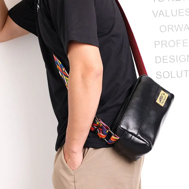 Men's Fashion Presbyopic Leather Messenger Bag  Shoulder Bag Casual New Crossbody Bag