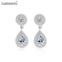 luoteemi luxury water drop earrings for women aaa high quality bluegreenredclear cubic zircon elegant vintage dangle brincos