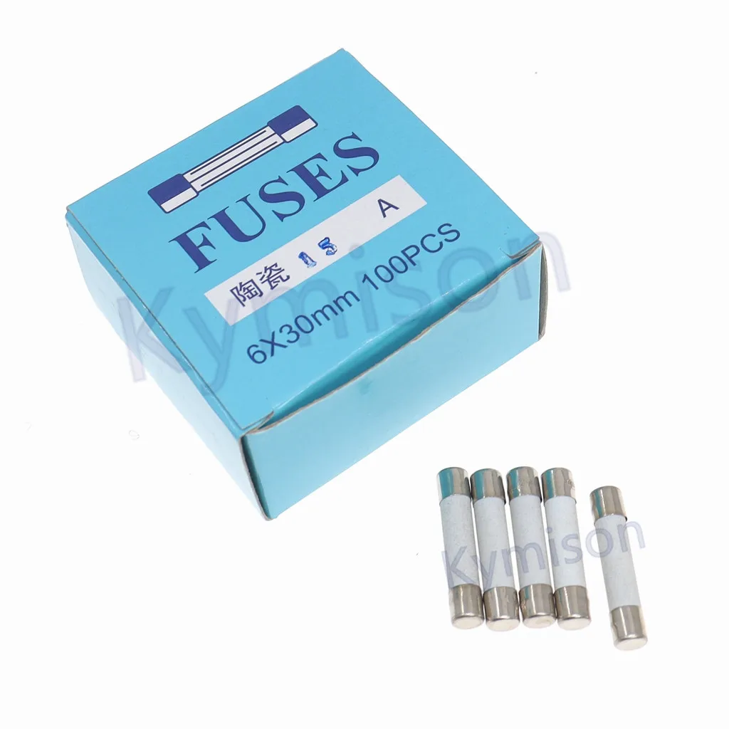 100pcs Ceramic Fuse 6*30 250V Fast Blow Fuse F 0.5A 1A 2A 3A 3.15A 4A 5A 6A 6.3A 8A 10A 15A 20A 25A 30A Cylindrical Ceramic Fuse