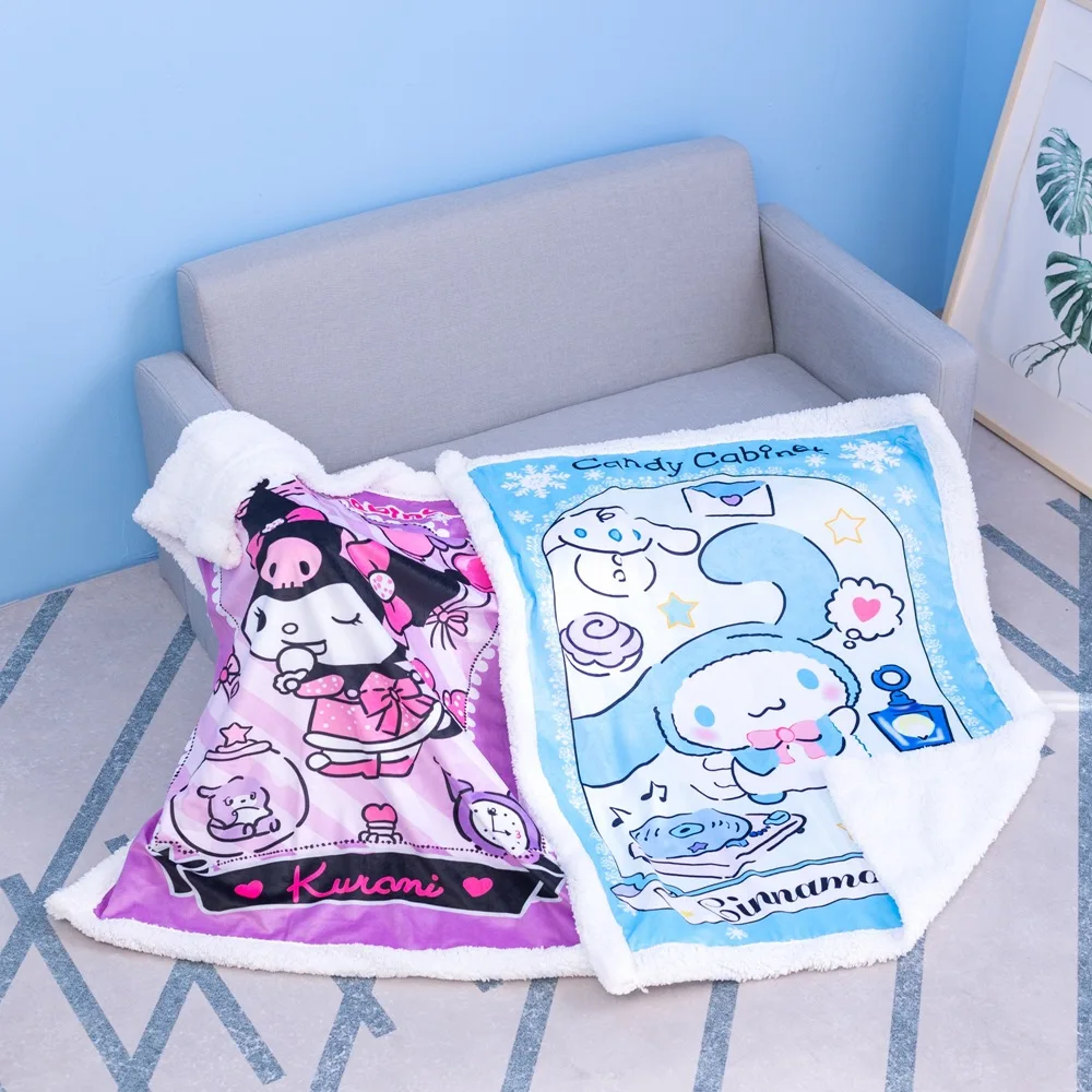

Sanrio Kuromi Cinnamoroll HelloKitty Мультфильм овечья бархатная утолщенная Студенческая одеяло офис кондиционер одеяло для сна