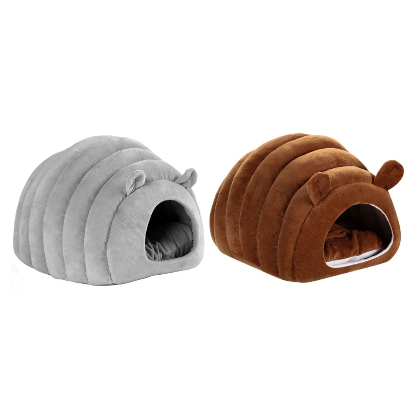 

Плюшевая кровать в форме домика, теплый спальный мешок, закрытое гнездо для домашнего животного