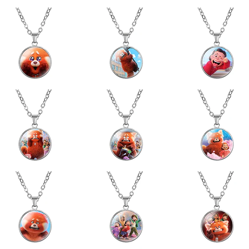 

Disney Turning Red Theme Necklace Anime Chrildren's Cartoon Shaped Figure Round Pendant Girl Accessories Kids Birthday Gifts