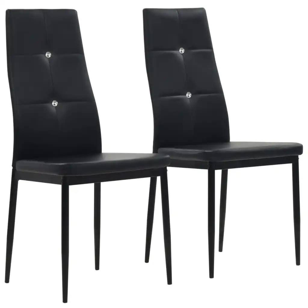 

Kitchen Dining Chairs Set of 2 for Dining Room Modern Chair Decor 2 pcs Black Faux Leather