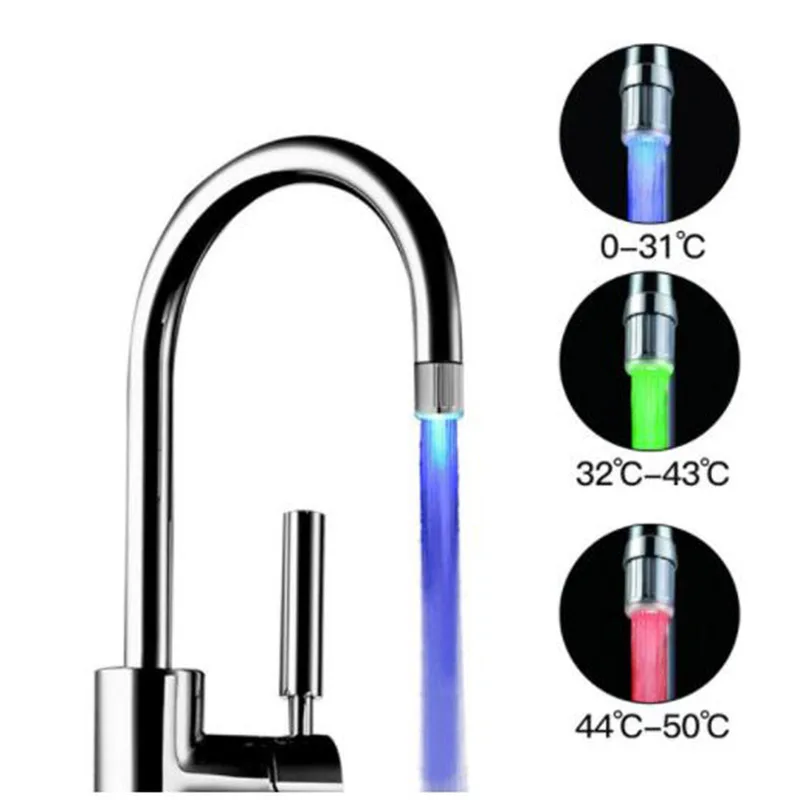 

LED Tap Nozzle Faucet Shower Temperature Sensitive 3 Color Light Kitchen Faucet spouts Bathroom Glow Water Saving Faucet Aerator