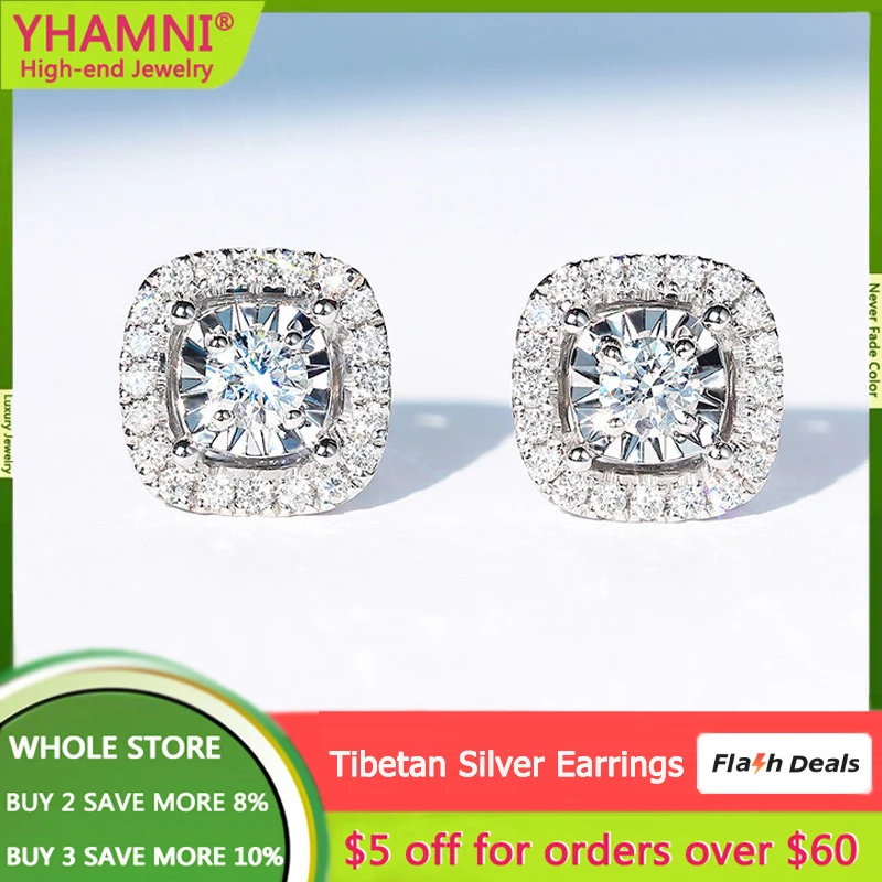 

Never Fade Original 925 Silver Needle Earrings For Women High Quality Clear Crystal Zircon CZ Stud Earrings Wedding Jewelry Gift