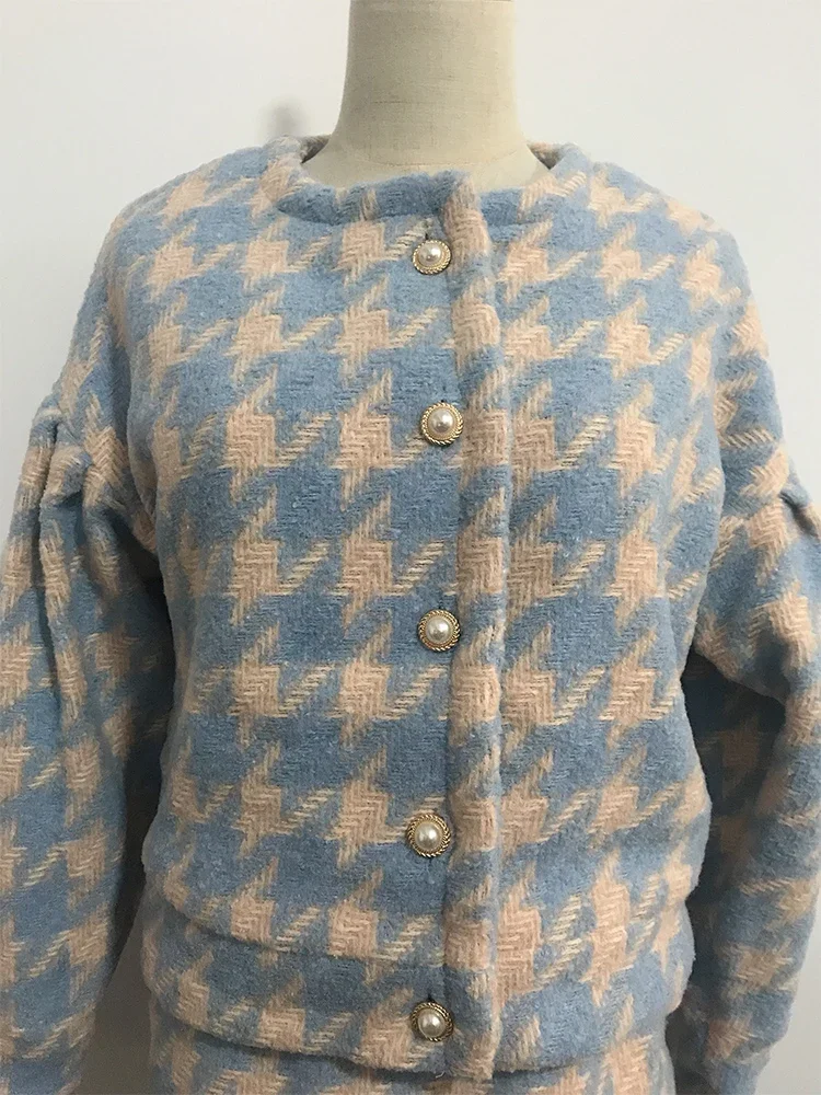 Женский клетчатый блейзер в клетку трапециевидная мини-юбка с высокой талией и