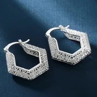 classic hoop earring trendy luxury silver color earring for women wedding fashion jewelry accessories for female friendship gift