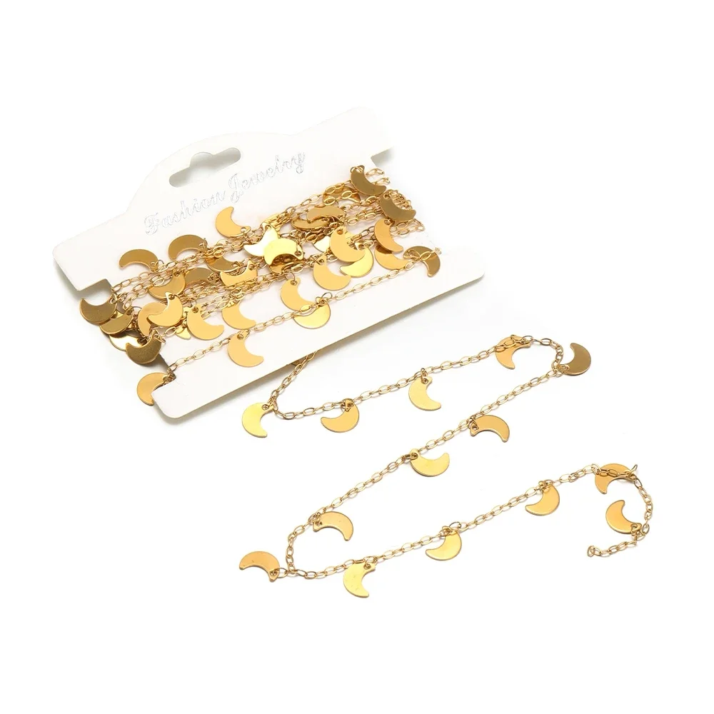 1 метр 18-каратное золото 8 мм цепочки с пентаграммой лунные цепи из нержавеющей