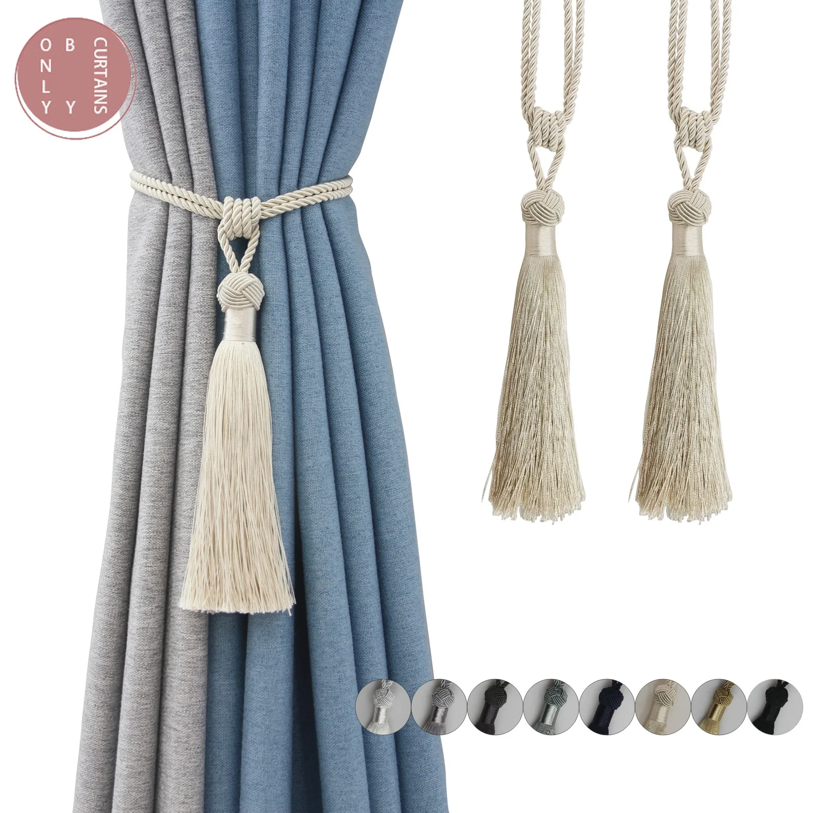 

1PC Curtain Tiebacks Tassel Curtain Clips Rope Curtain Tie Holdbacks Decorative Curtain Holder Living Room Accessories for Drape