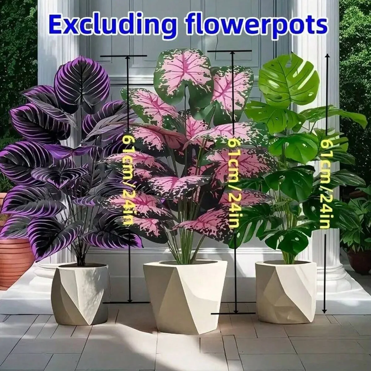 

Искусственные зеленые растения набор из 3 штук