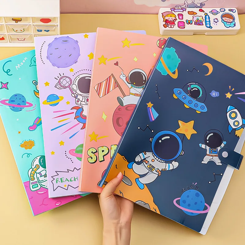 

Kawaii Cartoon Astronaut 6 Pocket A4 File Folder Expanding Wallet Budget Planner Organizer Document Holder Stationery Gift