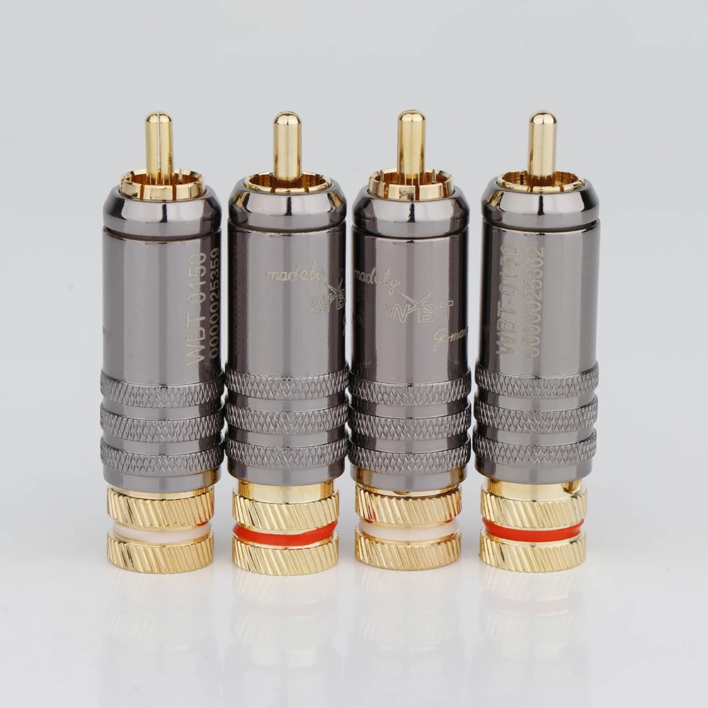 

24K Gold Plated RCA Plug Audio Cable Connector Top-End Gold Plated RCA Speaker Audio Cable Jack WBT Terminal