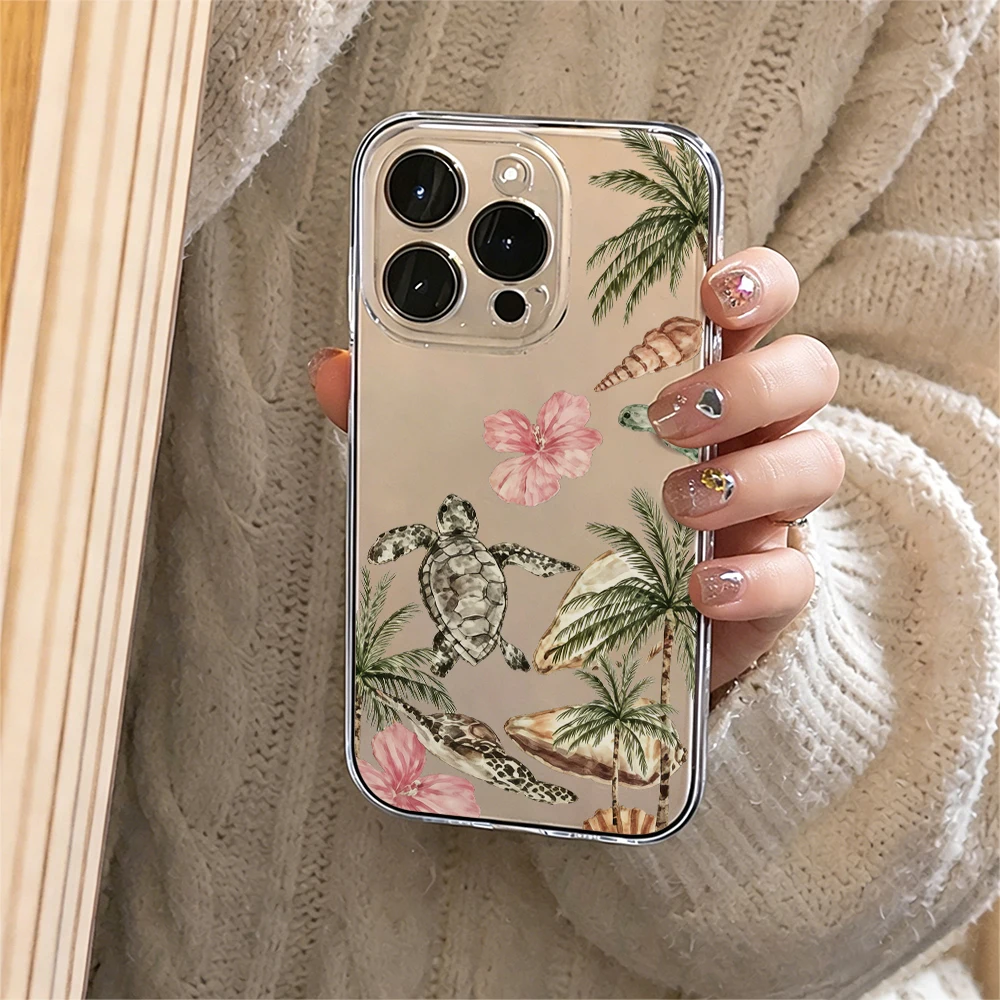 Прозрачный силиконовый чехол для iPhone 17 11 13 12 14 15 16 Pro Max XS XR X 7 8 Plus 17E Air Retro Island Turtle, противоударный (art.: 3920db8fa88a3) - 3920db8fa88a3