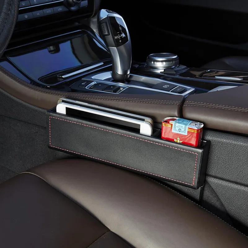 

Phone Holder Car Seat Gap Storage Box Leather Multifunctional Automatic Gap Filler Storage Bag Carry Pocket Middle Side Contents