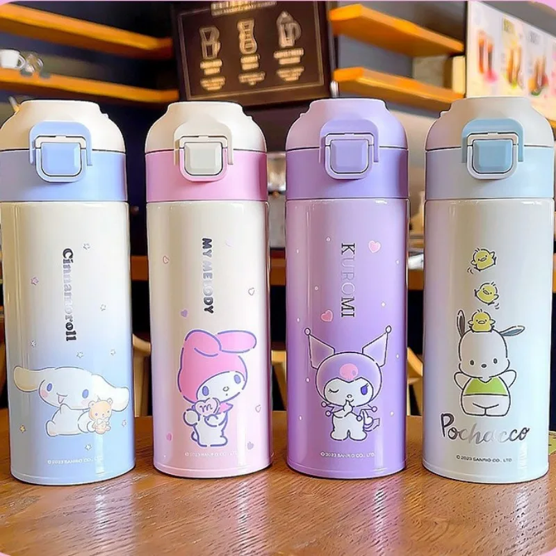 

500ML Sanrio Kawaii My Melody Kuromi Cinnamoroll Water Cup Cartoon Cute Student Portable Direct Drink Thermos Cup Gift