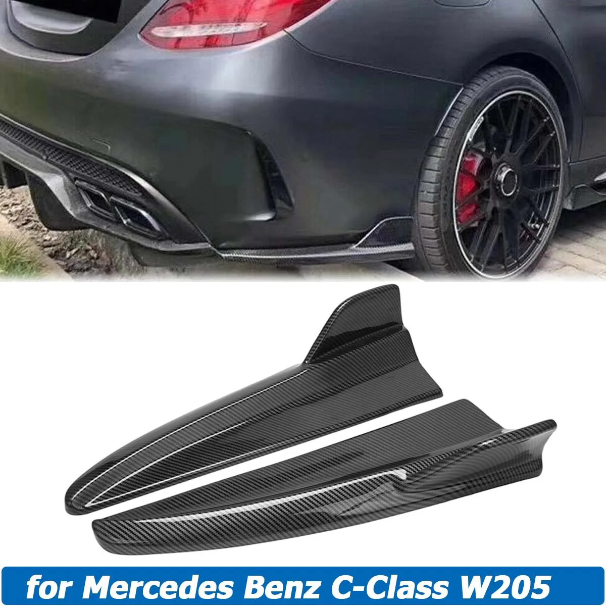 Сплиттер для заднего бампера W205 боковой спойлер Mercedes Benz C-Class C180 C200 C300 C63 2015-2021
