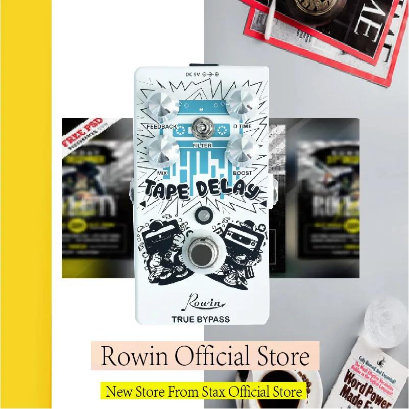 Rowin RE-01 Tape Delay Guitar Effect Pedal Combined With Delay And Bass Effects Wide Range Delay Adjustment And Make Real Bass