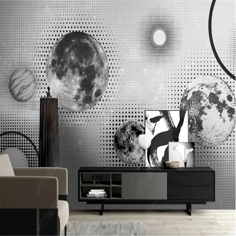Современные минималистичные обои для гостиной волнистые точки планет Модный
