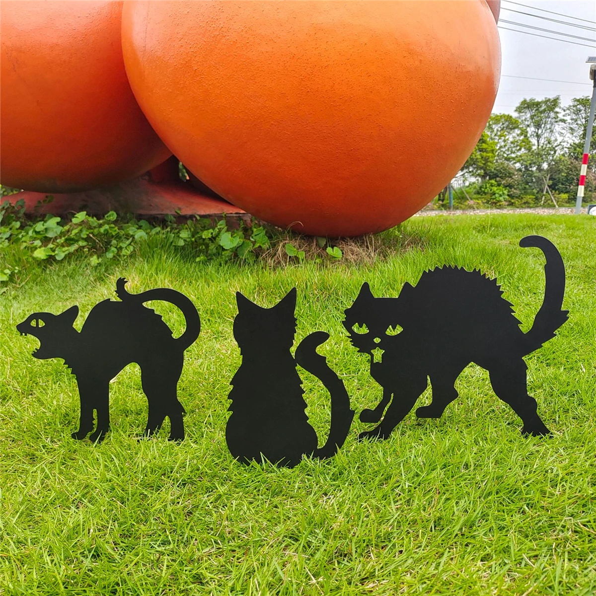 

Halloween Decoration 3 Pcs Black Cat Metal Handicraft Outdoor Decoration Outside Decor Yard Garden Ornaments