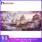 Алмазная 5d-вышивка Huacan сделай сам, полноразмернаякруглая мозаика для дома, гор, картина с цветами сакуры, ландшафтом, настенное украшение